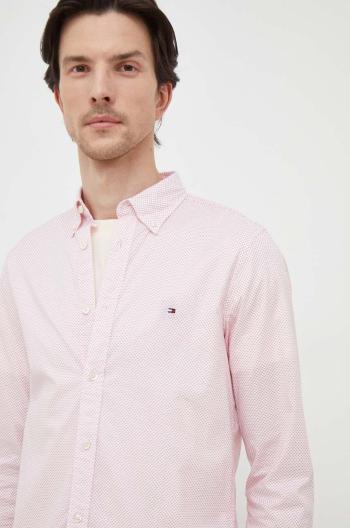 Bavlnená košeľa Tommy Hilfiger pánska,červená farba,slim,s golierom button-down,MW0MW33762