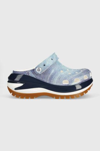 Šľapky Crocs Classic Mega Crush Denim Clog dámske, na platforme, 208259