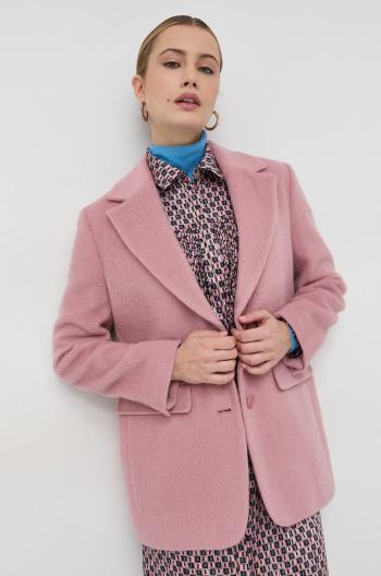 Vlnený kabát Marella dámsky, ružová farba, prechodný
