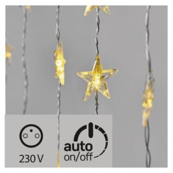 LED vianočný záves – hviezdy, 120×90cm, vnút., teplá b., č.