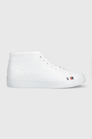 Kožené tenisky Tommy Hilfiger ELEVATED VULC LEATHER MID biela farba, FM0FM04419