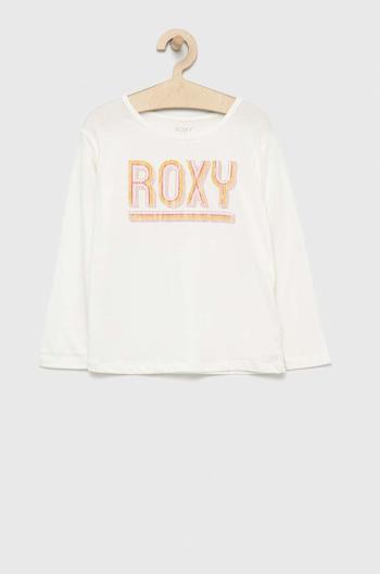 Detská bavlnená košeľa s dlhým rukávom Roxy biela farba,
