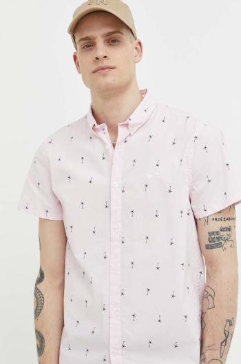 Košeľa Hollister Co. pánska, ružová farba, regular, s golierom button-down