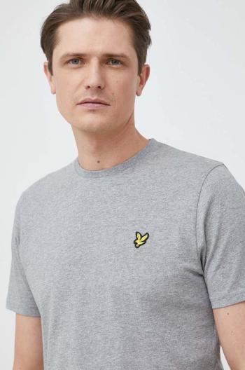 Bavlnené tričko Lyle & Scott šedá farba, melanžové