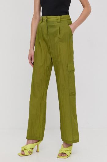 Nohavice Patrizia Pepe dámske, zelená farba, rovné, vysoký pás
