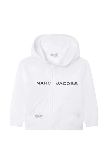 Detská bavlnená mikina Marc Jacobs biela farba, s kapucňou, s potlačou