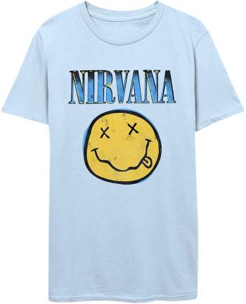 Nirvana Tričko Xerox Smiley Blue Light Blue 2XL