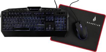 Surefire Gaming KingPin USB, káblový Sada herné klávesnice a myše podsvietenie nemecká, QWERTZ, Windows® čierna