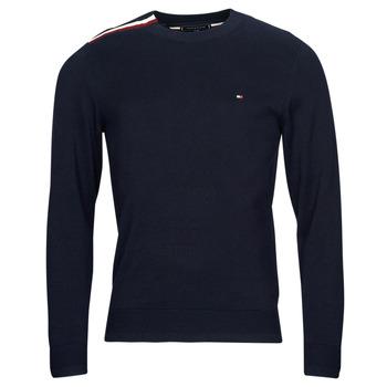 Tommy Hilfiger  Svetre GLOBAL STP PLACEMENT CREW NECK  Námornícka modrá