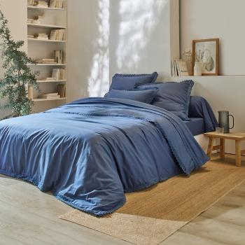 Blancheporte Jednofarebná posteľná bielizeň z čipky a bavlny nám.modrá obliečka na vank. 50x70cm+lem