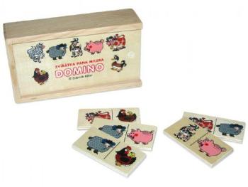 Domino zvieratka pána Müllera spoločenská hra drevo 28ks v drevenej krabičke 16x9x4cm