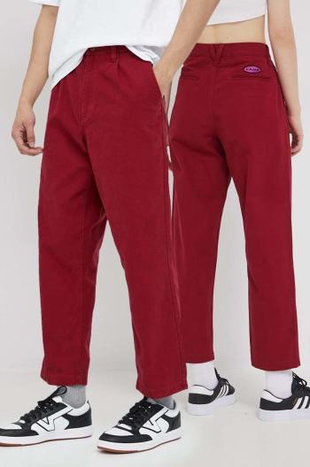 Bavlnené nohavice Vans dámske, červená farba, strih chinos, vysoký pás