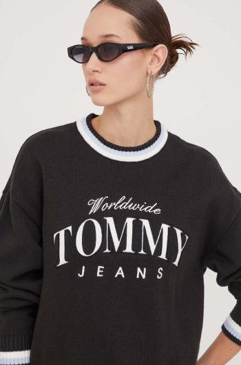 Bavlnený sveter Tommy Jeans čierna farba,tenký,DW0DW17499