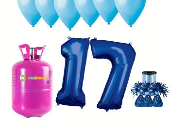HeliumKing Hélium párty set na 17. narodeniny s modrými balónmi