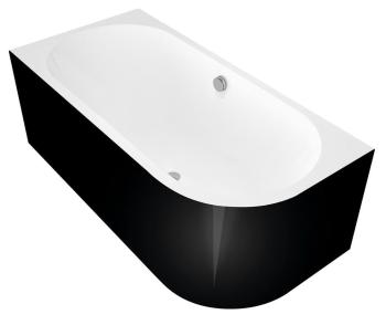 Asymetrická vaňa Polysan ASTRA 160x75 cm akrylát ľavá čierno/biela 33611MB