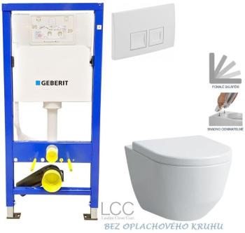 GEBERIT DuofixBasic s bielym tlačidlom DELTA50 + WC LAUFEN PRO LCC RIMLESS + SEDADLO 458.103.00.1 50BI LP2