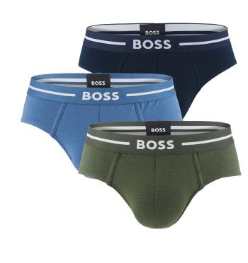 BOSS - slipy 3PACK cotton stretch BOLD blue & army green combo z organickej bavlny - limitovaná fashion edícia (HUGO BOSS)-M (83-89 cm)