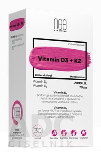 NesVitamins Vitamin D3 2000 I.U.+ K2 30 kapsúl