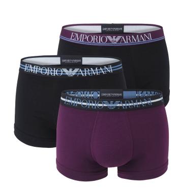 EMPORIO ARMANI - boxerky 3PACK stretch cotton fashion nero & prugna colore - limited edition-XL (92-97 cm)