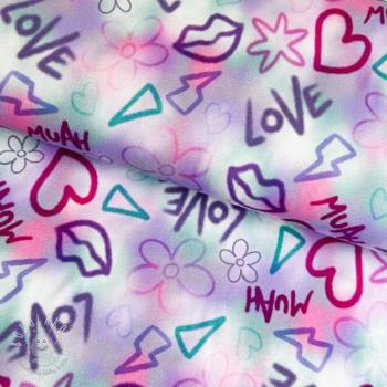 Úplet Girly graffiti light lavender digital print