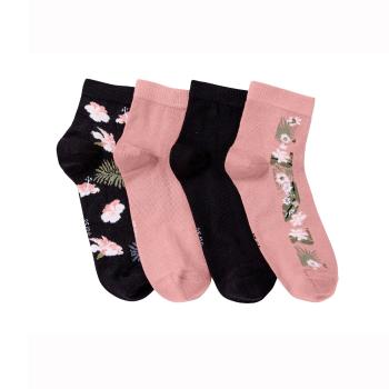 Blancheporte Súprava 4 párov nízkych ponožiek so zladeným tropickým motívom čierna/ružová 39/42