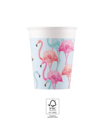 Procos Papierové poháre - Flamingo 200 ml 8 ks