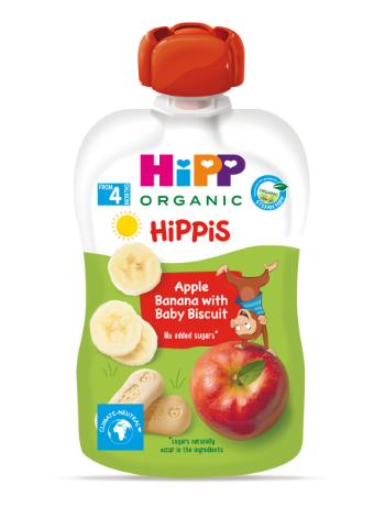 HiPP Príkrm ovocný Jablko, banán a Baby sušienky BIO 100 g