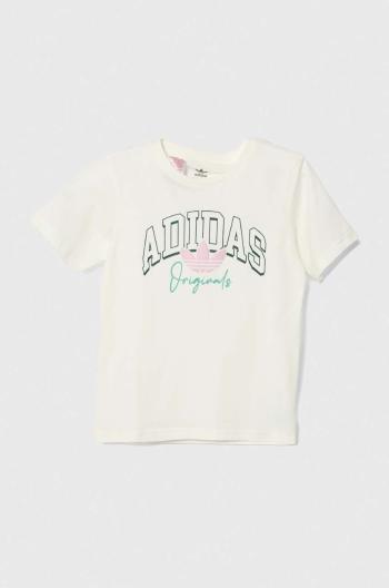 Detské bavlnené tričko adidas Originals biela farba, s potlačou