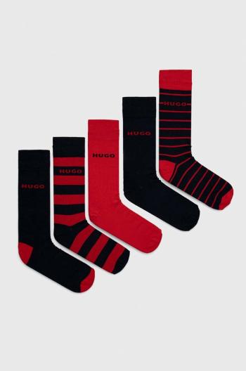Ponožky HUGO 5-pak pánske, červená farba