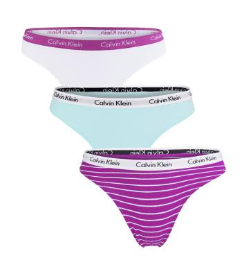 CALVIN KLEIN - 3PACK Cotton stretch plum stripes dámske tangá - special limited edition-XL