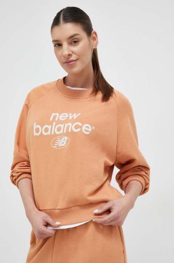 Mikina New Balance dámska, oranžová farba, s potlačou