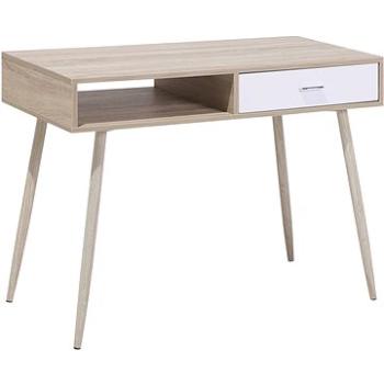 Svetlo hnedý písací stôl s bielou zásuvkou DEORA, 118599 (beliani_118599)