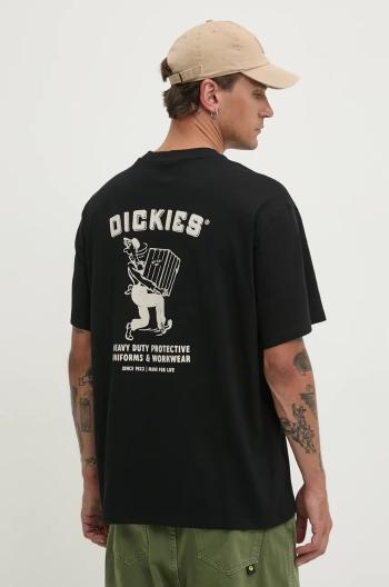 Bavlnené tričko Dickies BUILDER pánske, čierna farba, s potlačou, DK0A85SY