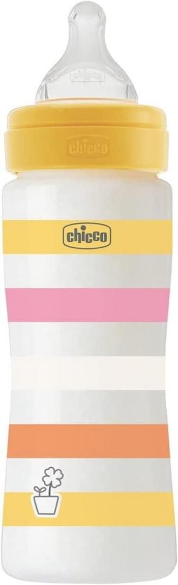 CHICCO Fľaša dojčenská Well-being silikón 330 ml dievča