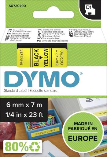 páska do štítkovača  DYMO D1 43618  Farba pásky: žltá Farba písma:čierna 6 mm 7 m