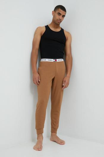 Pyžamové nohavice Tommy Hilfiger pánske, hnedá farba, jednofarebná