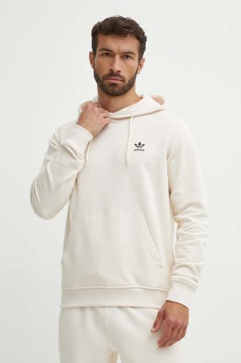 Bavlnená mikina adidas Originals pánska, béžová farba, s kapucňou, s nášivkou, IX7669