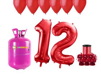 HeliumKing Hélium párty set na 12. narodeniny s červenými balónmi