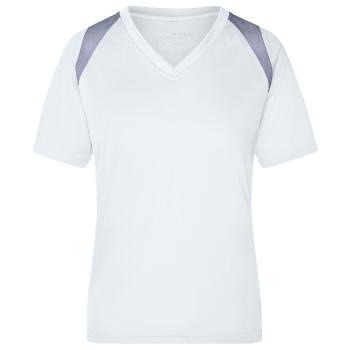 James & Nicholson Dámske bežecké tričko s krátkym rukávom JN396 - Biela / strieborná | M