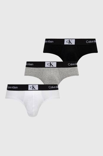 Slipy Calvin Klein Underwear 3-pak pánske, šedá farba