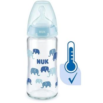 NUK FC+ fľaša sklo s kontrolou teploty 240 ml, modrá (BABY20611a)