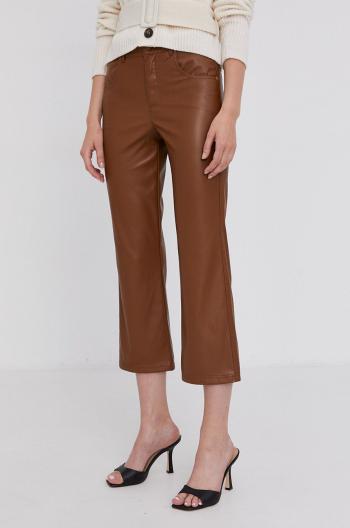 Nohavice Marella dámske, hnedá farba, široké, stredne vysoký pás