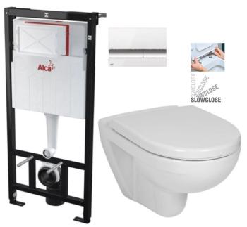 ALCADRAIN Sádromodul - predstenový inštalačný systém s bielym / chróm tlačidlom M1720-1 + WC JIKA LYRA PLUS + SEDADLO duraplastu SLOWCLOSE AM101/1120 M1720-1 LY5