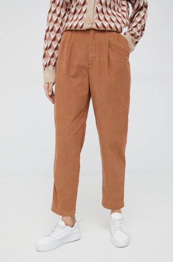 Manšestrové nohavice GAP dámske, hnedá farba, rovné, vysoký pás