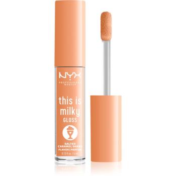 NYX Professional Makeup This is Milky Gloss Milkshakes hydratačný lesk na pery s parfumáciou odtieň 18 Salted Caramel Shake 4 ml