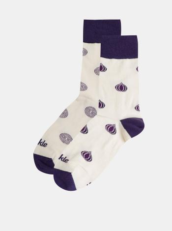 Fialovo–krémové vzorované ponožky Fusakle Cvibl