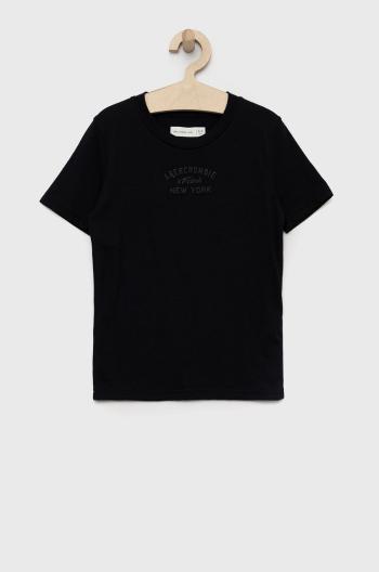 Detské tričko Abercrombie & Fitch čierna farba, s nášivkou