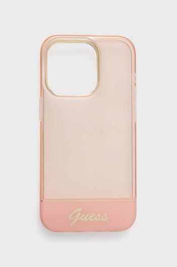 Puzdro na mobil Guess Iphone 14 Pro 6,1" ružová farba