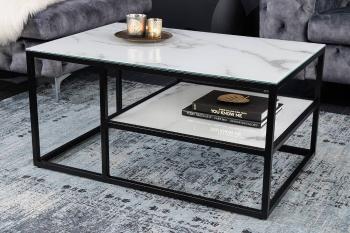 LuxD Dizajnový konferenčný stolík Latrisha 90 cm biely - vzor mramor
