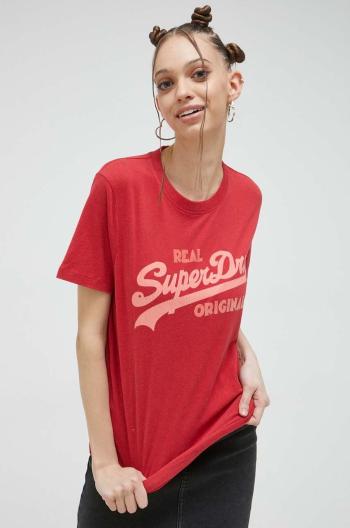 Bavlnené tričko Superdry červená farba